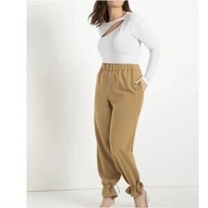 Eloquii white long sleeve blouse with cutout size 18